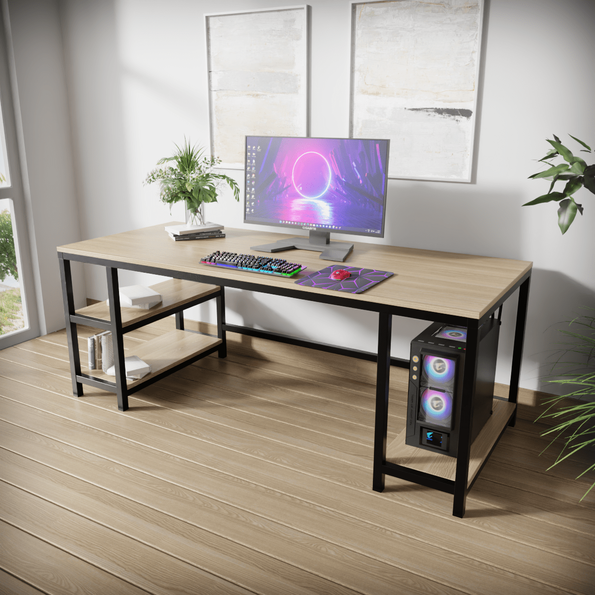 Jackson computer Table With Open Storage By Riyan Luxiwood.
