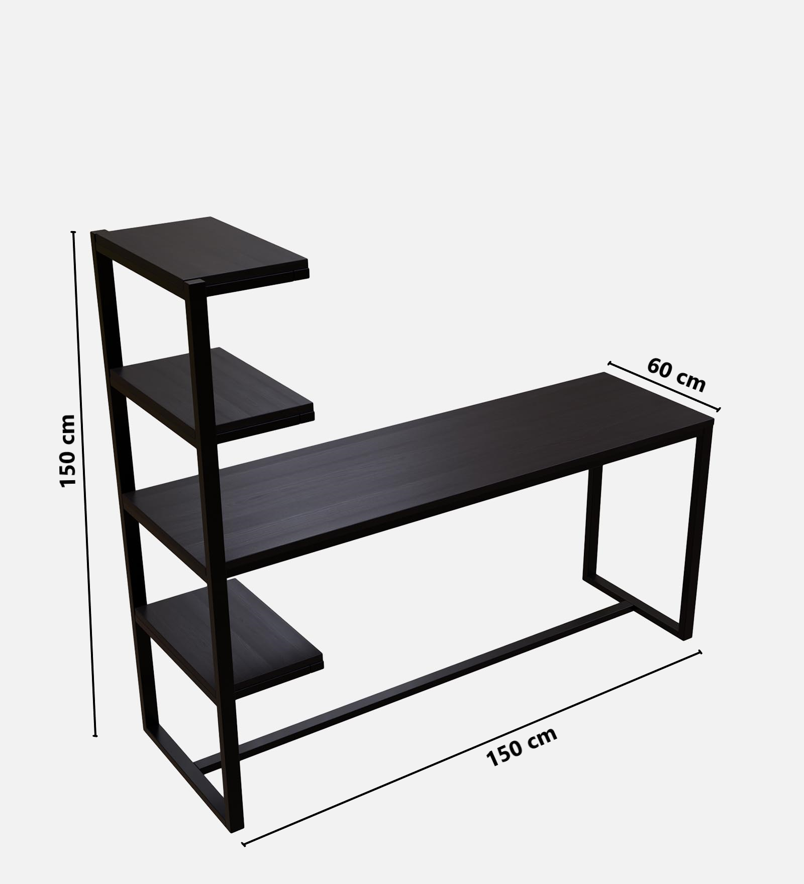 Valor Study Table with Shelves by Riyan Luxiwood