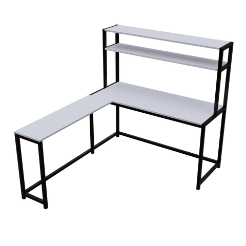 Hutch Corner L Shaped Study Table With Open Storage Design By Riyan Luxiwood
