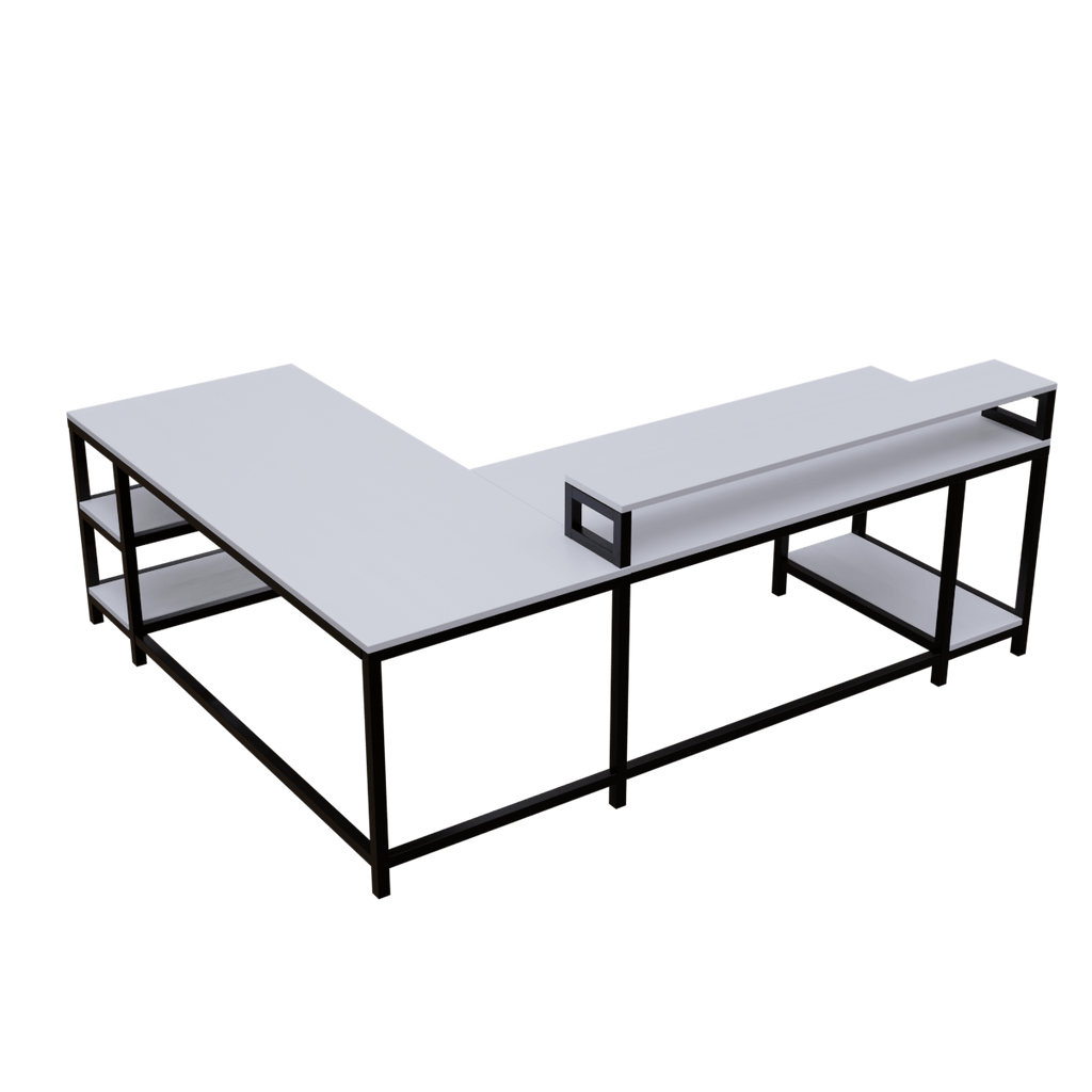 Archice L Shape Desk With Monitor Riser By Riyan Luxiwood.