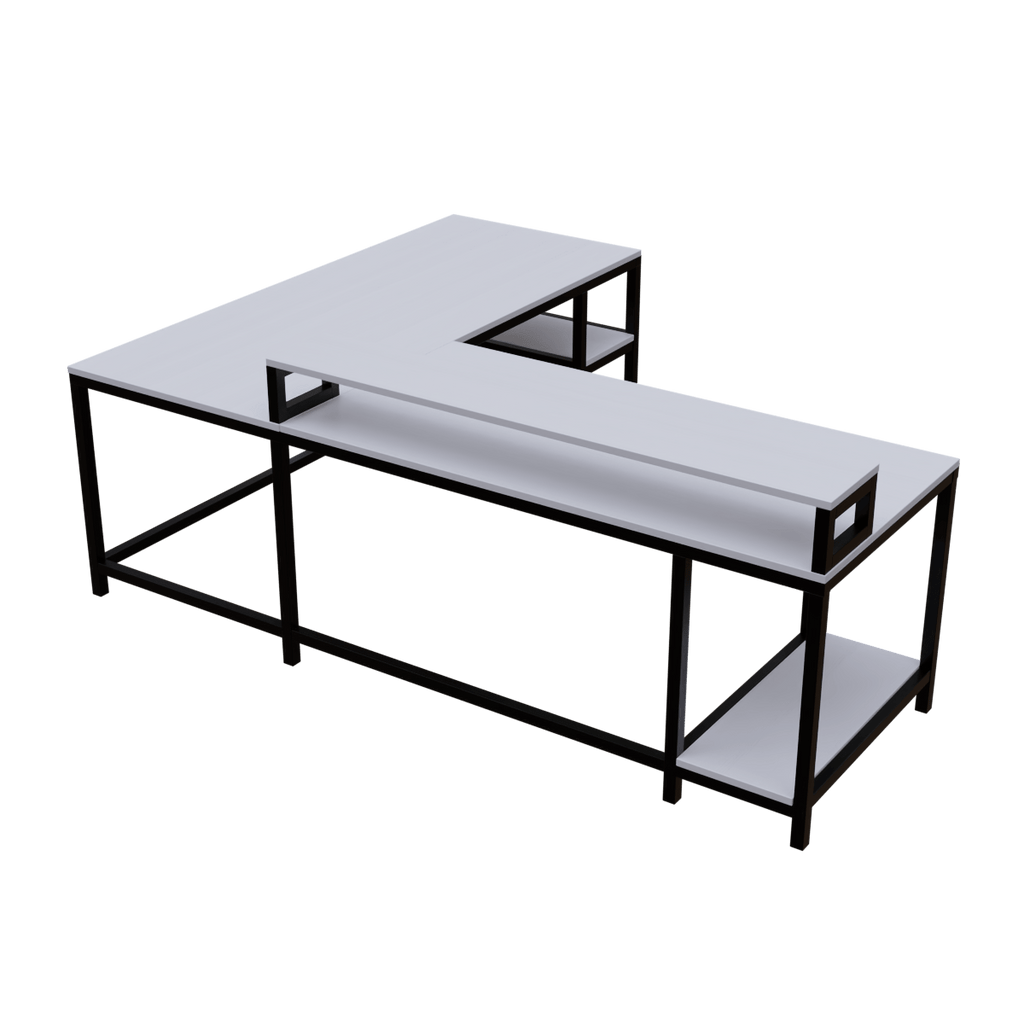 Archice L Shape Desk With Monitor Riser By Riyan Luxiwood.