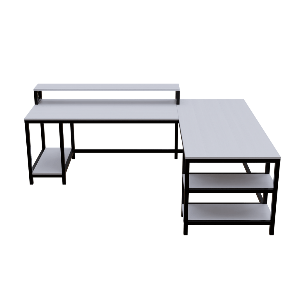 Archice L Shape Desk With Monitor Riser By Riyan Luxiwood.