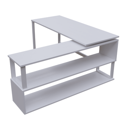 L Shaped Executive Desk with Storage Design in White Color by Riyan Luxiwood