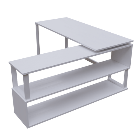 L Shaped Executive Desk with Storage Design in White Color by Riyan Luxiwood