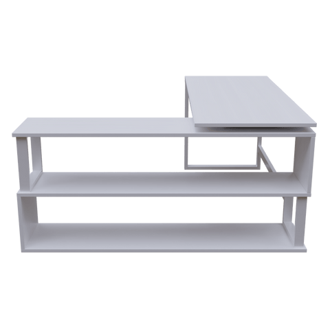 L Shaped Executive Desk with Storage Design in White Color by Riyan Luxiwood