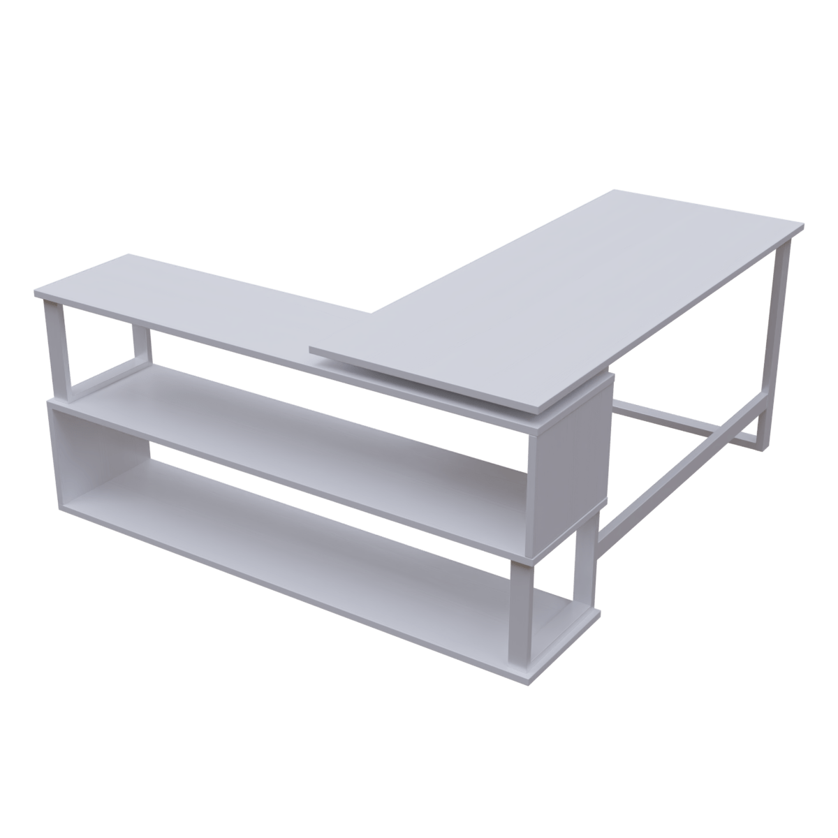 L Shaped Executive Desk with Storage Design in White Color by Riyan Luxiwood