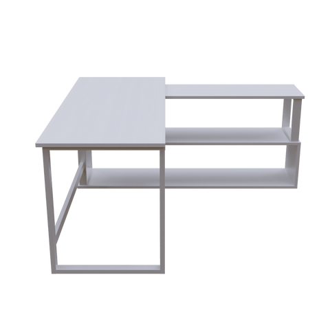 L Shaped Executive Desk with Storage Design in White Color by Riyan Luxiwood