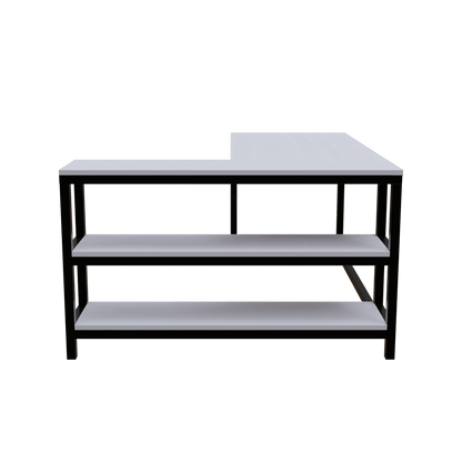 Optimus L shape desk with Storage Design by Riyan Luxiwood.