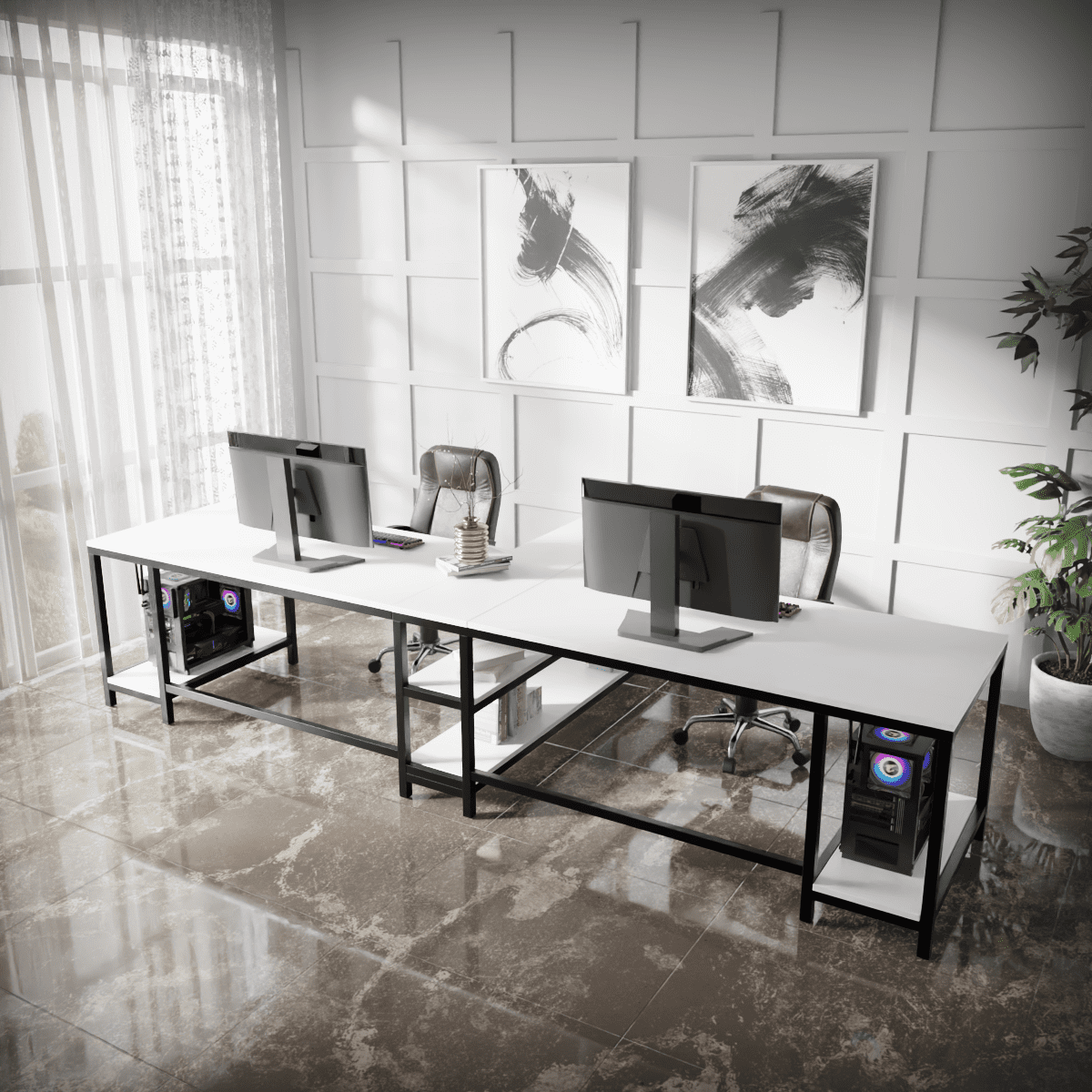 Haldin Computer Table With Open Storage By Riyan Luxiwood.