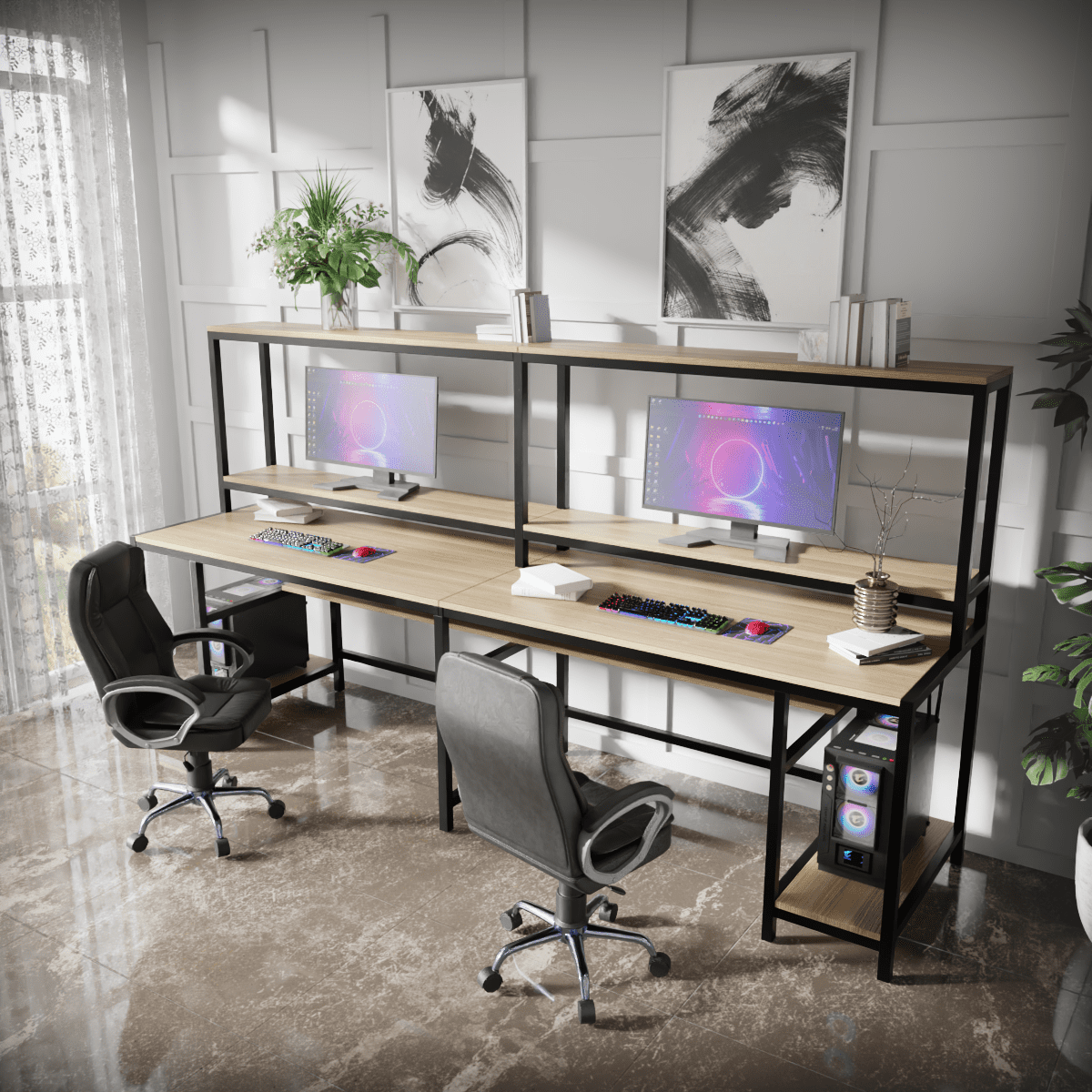 Ember Computer Table With Open Storage By Riyan Luxiwood.