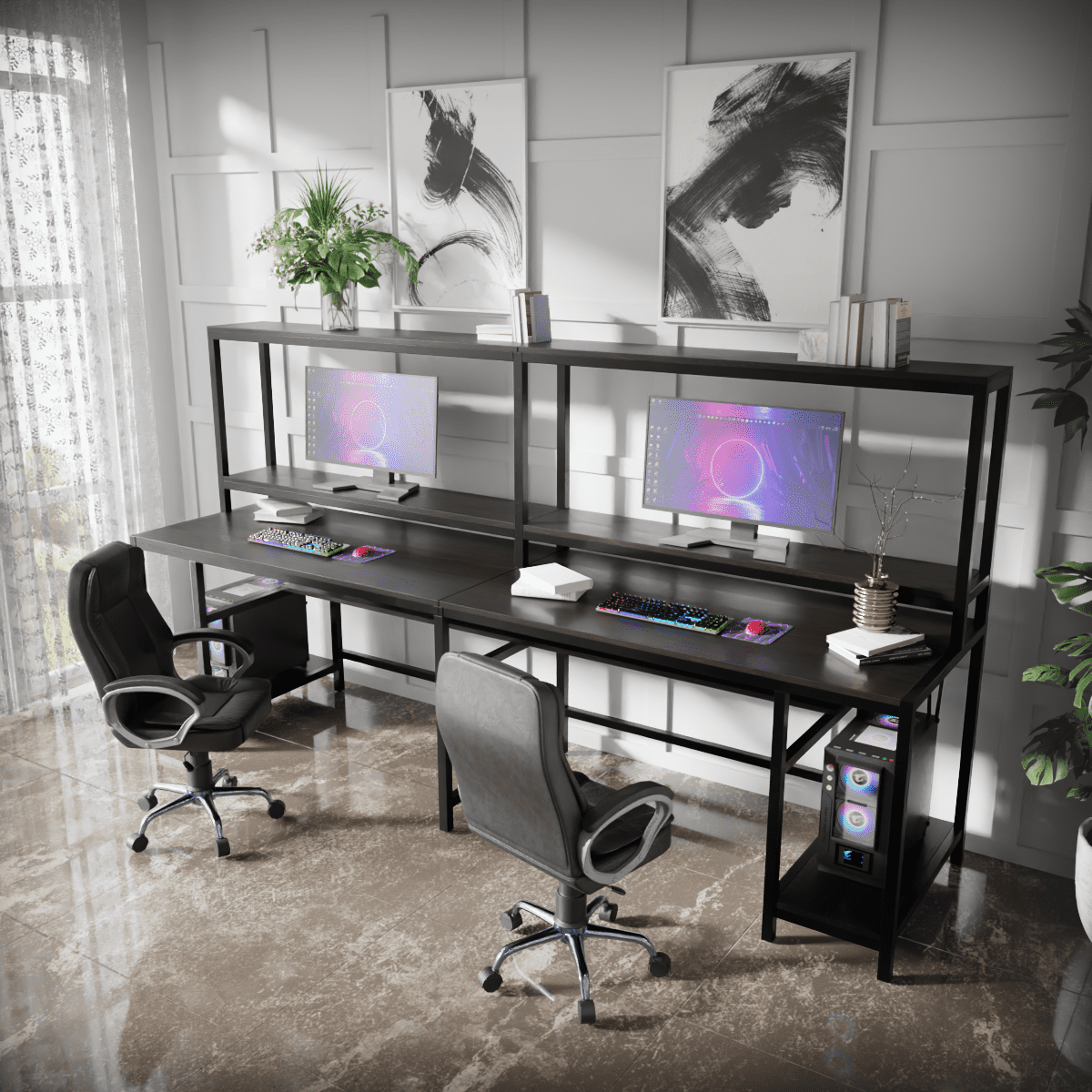 Ember Computer Table With Open Storage By Riyan Luxiwood.