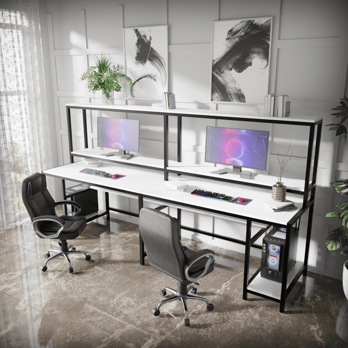 Ember Computer Table With Open Storage By Riyan Luxiwood.