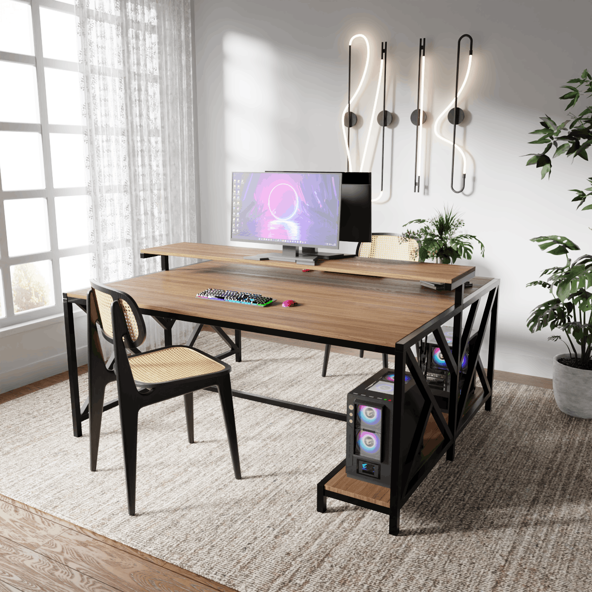 Hammer Computer Table With Open Storage By Riyan Luxiwood.