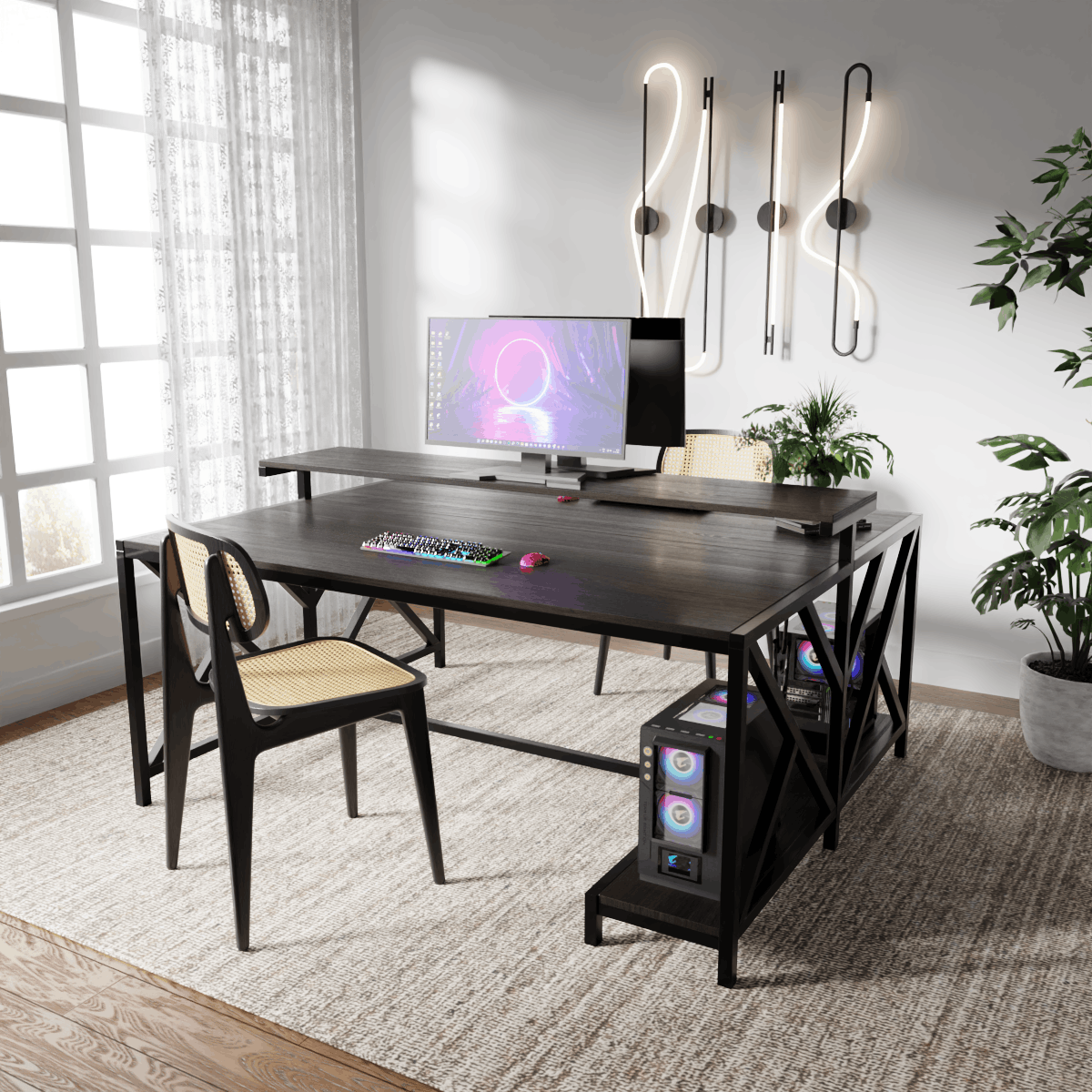 Hammer Computer Table With Open Storage By Riyan Luxiwood.