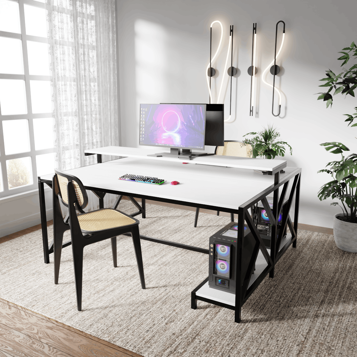 Hammer Computer Table With Open Storage By Riyan Luxiwood.