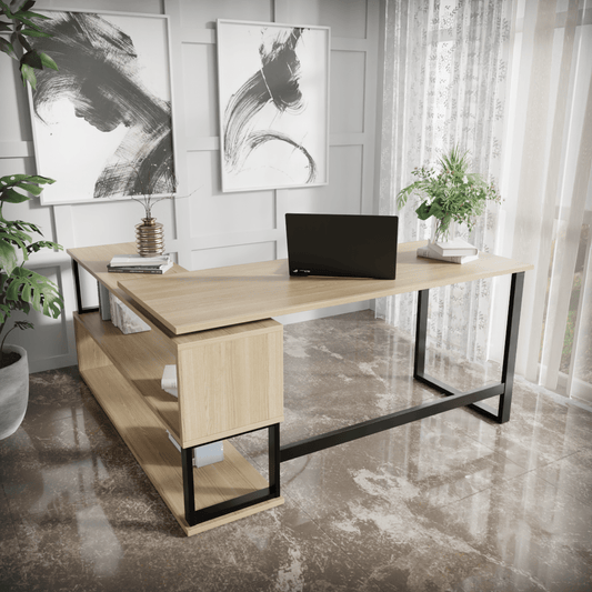 L Shaped Executive Desk with Storage Design by Riyan Luxiwood