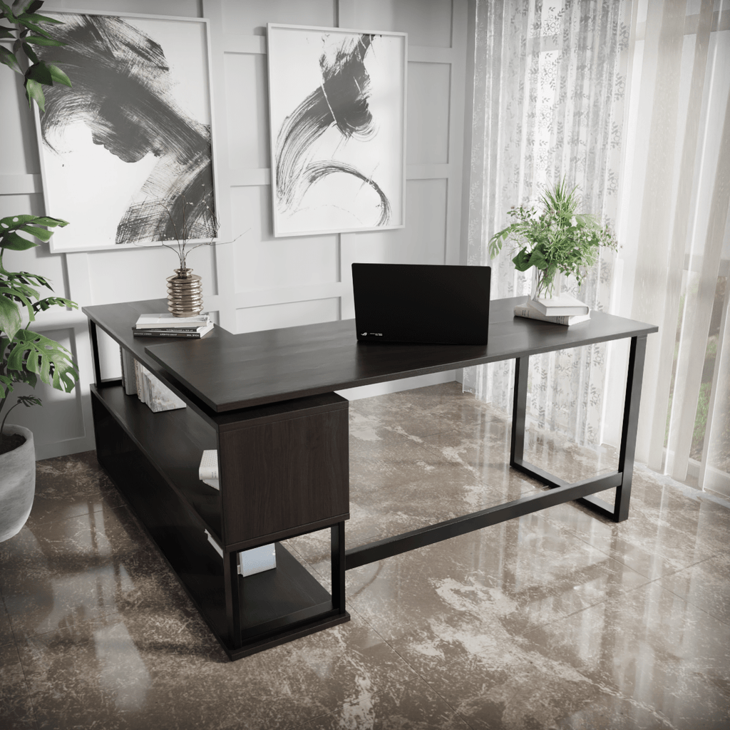 L Shaped Executive Desk with Storage Design by Riyan Luxiwood