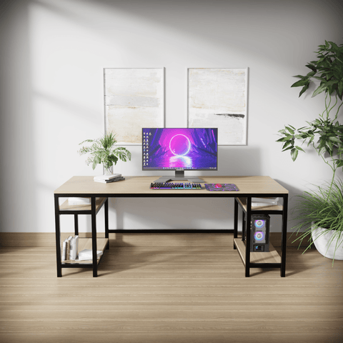 Edward Computer Table With Open Storage By Riyan Luxiwood.