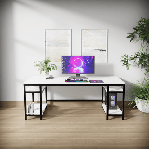 Edward Computer Table With Open Storage By Riyan Luxiwood.