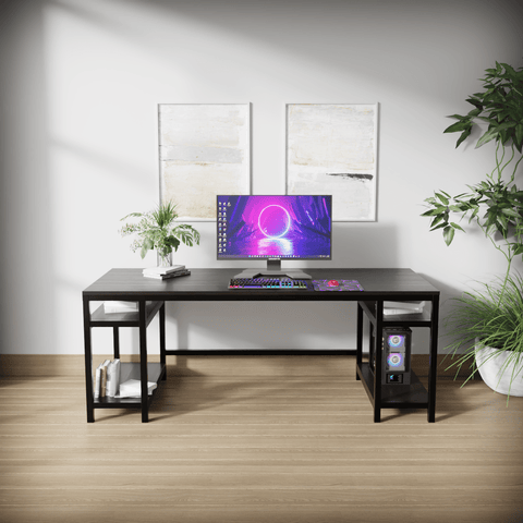 Edward Computer Table With Open Storage By Riyan Luxiwood.