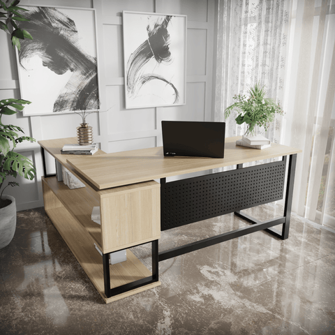 Hunter L Shaped Executive Desk with Storage Design by Riyan Luxiwood