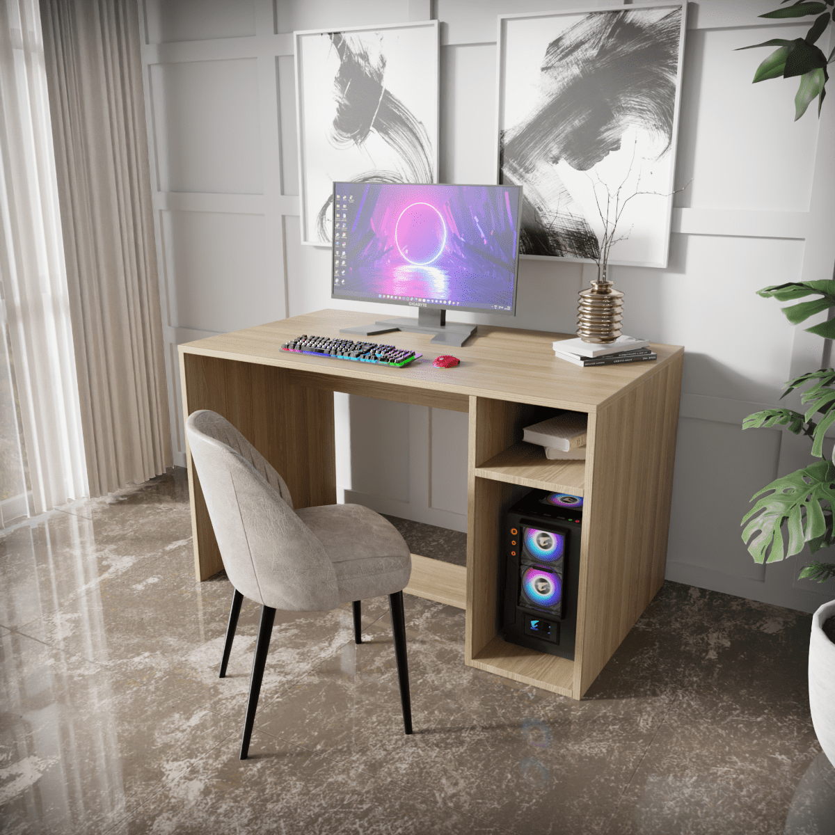 Gloria Computer Table Open With Storage By Riyan Luxiwood.