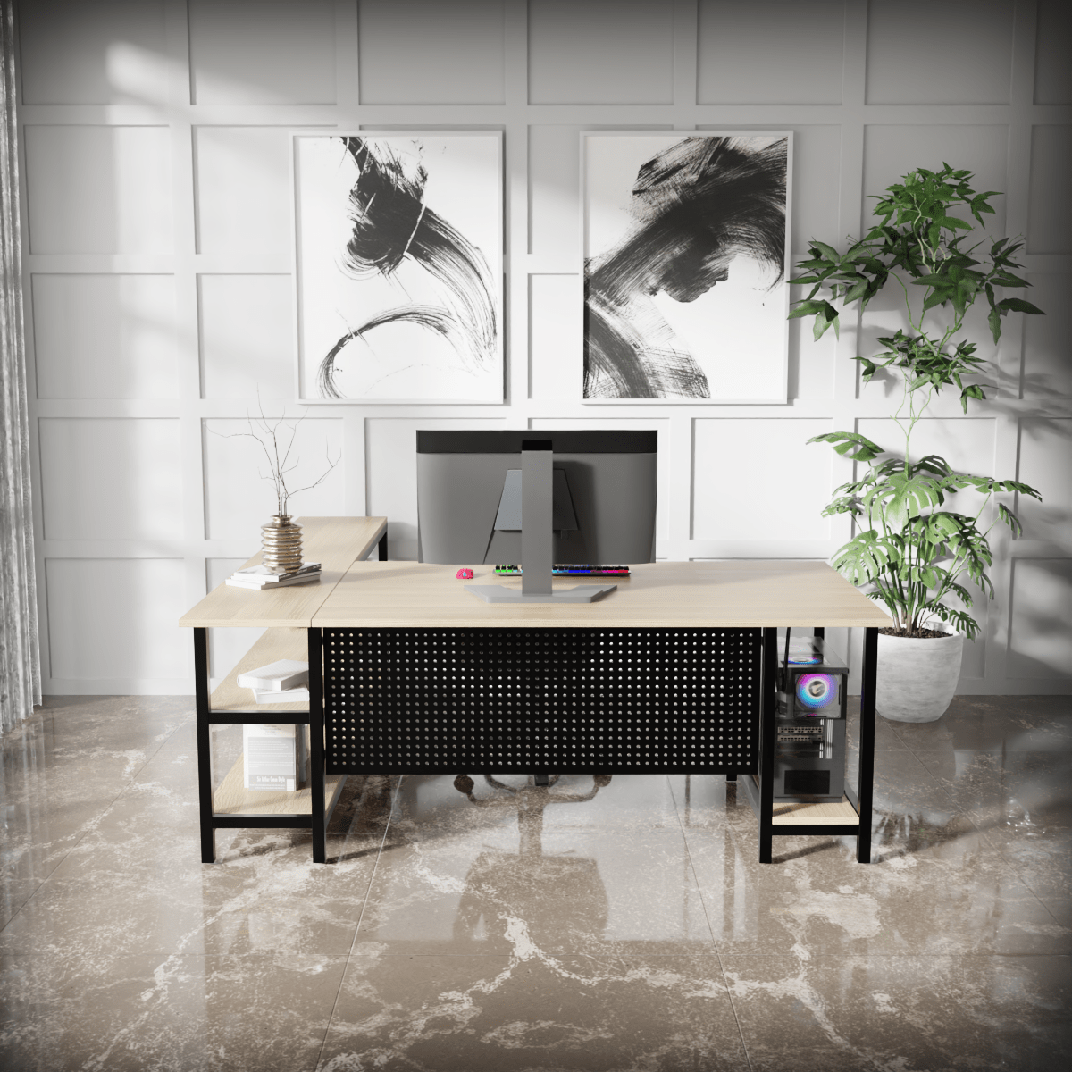 Marvin study Table With Open Storage by Riyan Luxiwood.