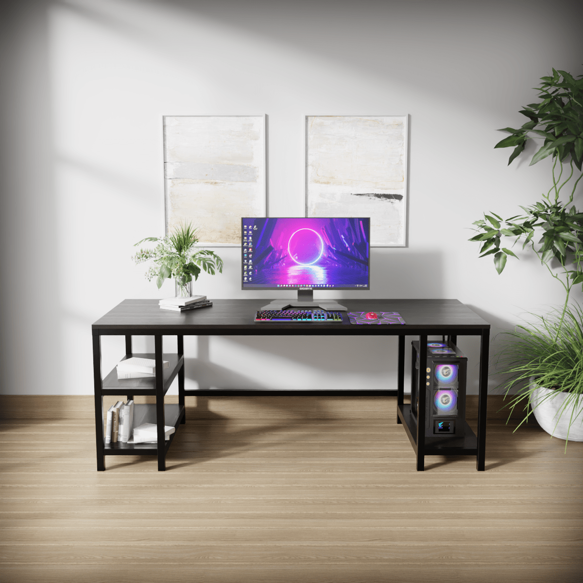 Jackson computer Table With Open Storage By Riyan Luxiwood.