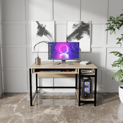 Carter Computer Table With Open Storage By Riyan Luxiwood.