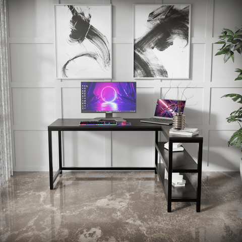 Optimus L shape desk with Storage Design by Riyan Luxiwood.