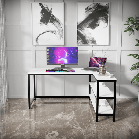 Optimus L shape desk with Storage Design by Riyan Luxiwood.