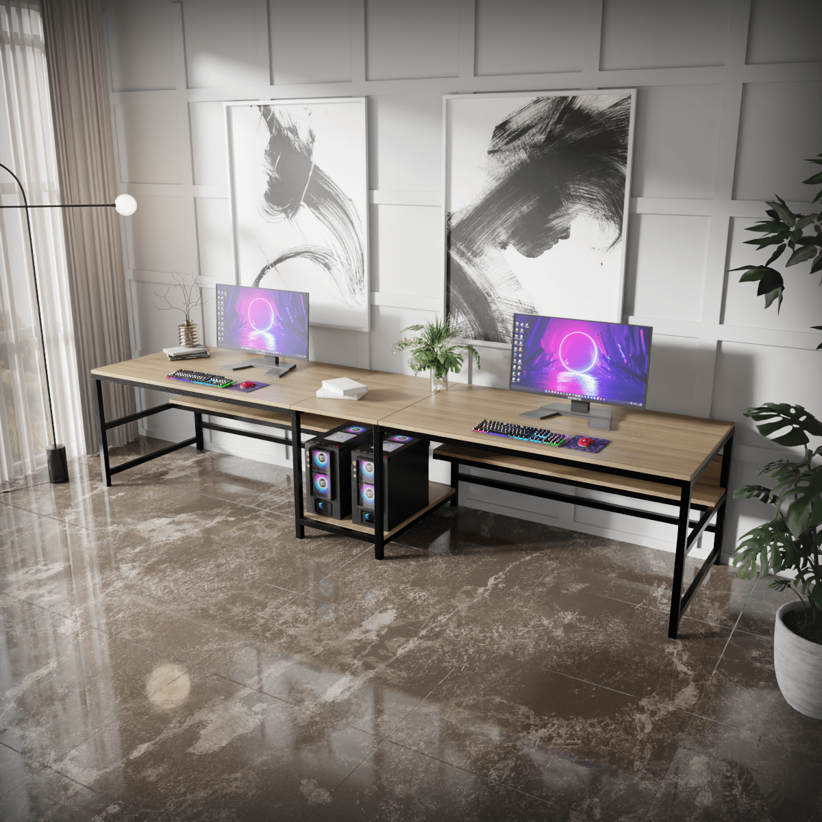 Dublin Computer Table With Open Storage By Riyan Luxiwood.