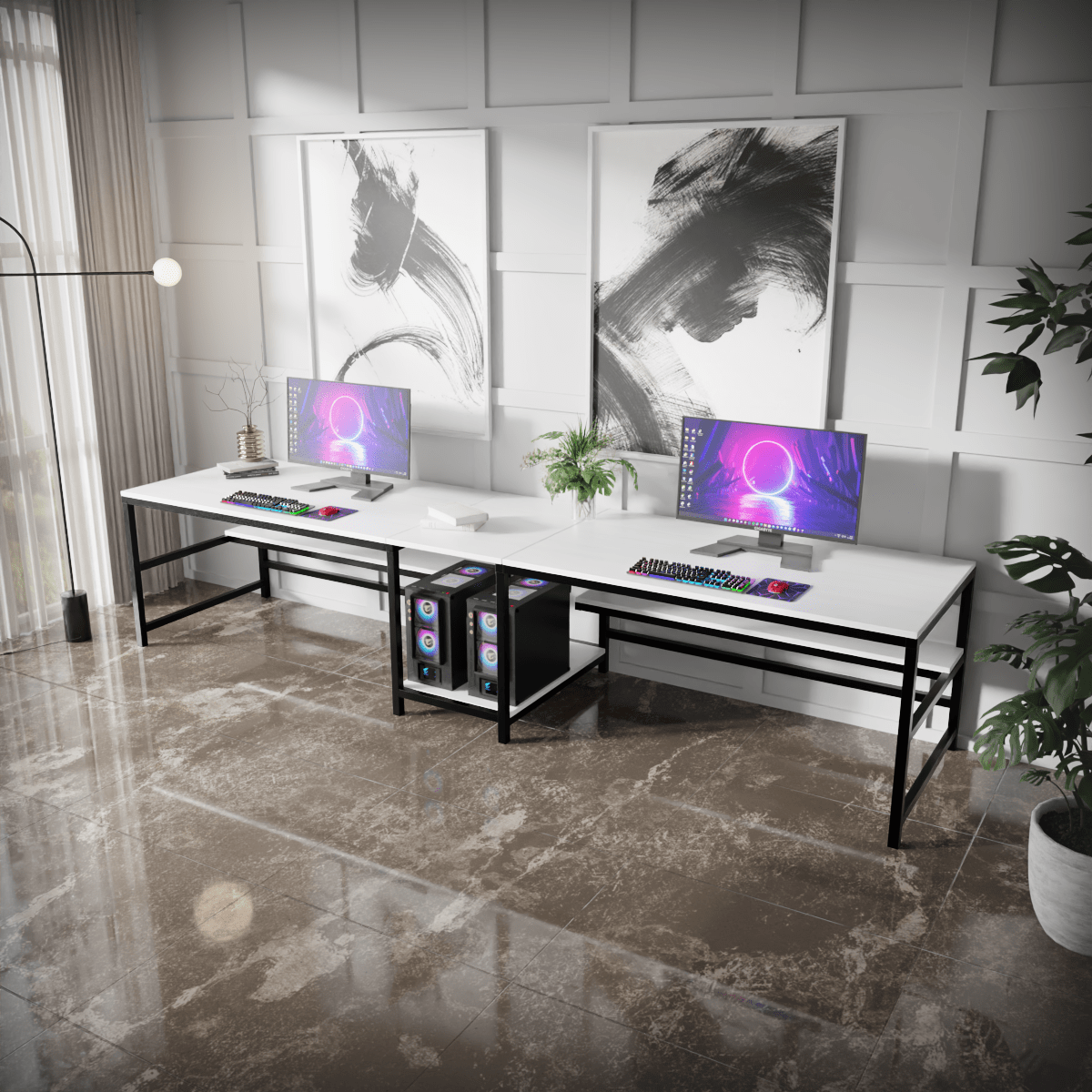 Dublin Computer Table With Open Storage By Riyan Luxiwood.