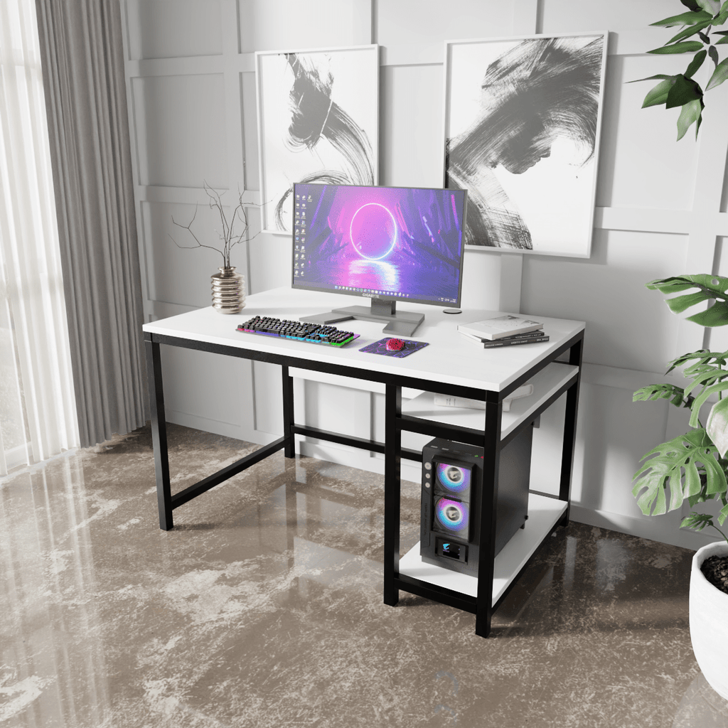 Computer Table With Rack Carter Computer Table With Open Storage By Riyan Luxiwood.