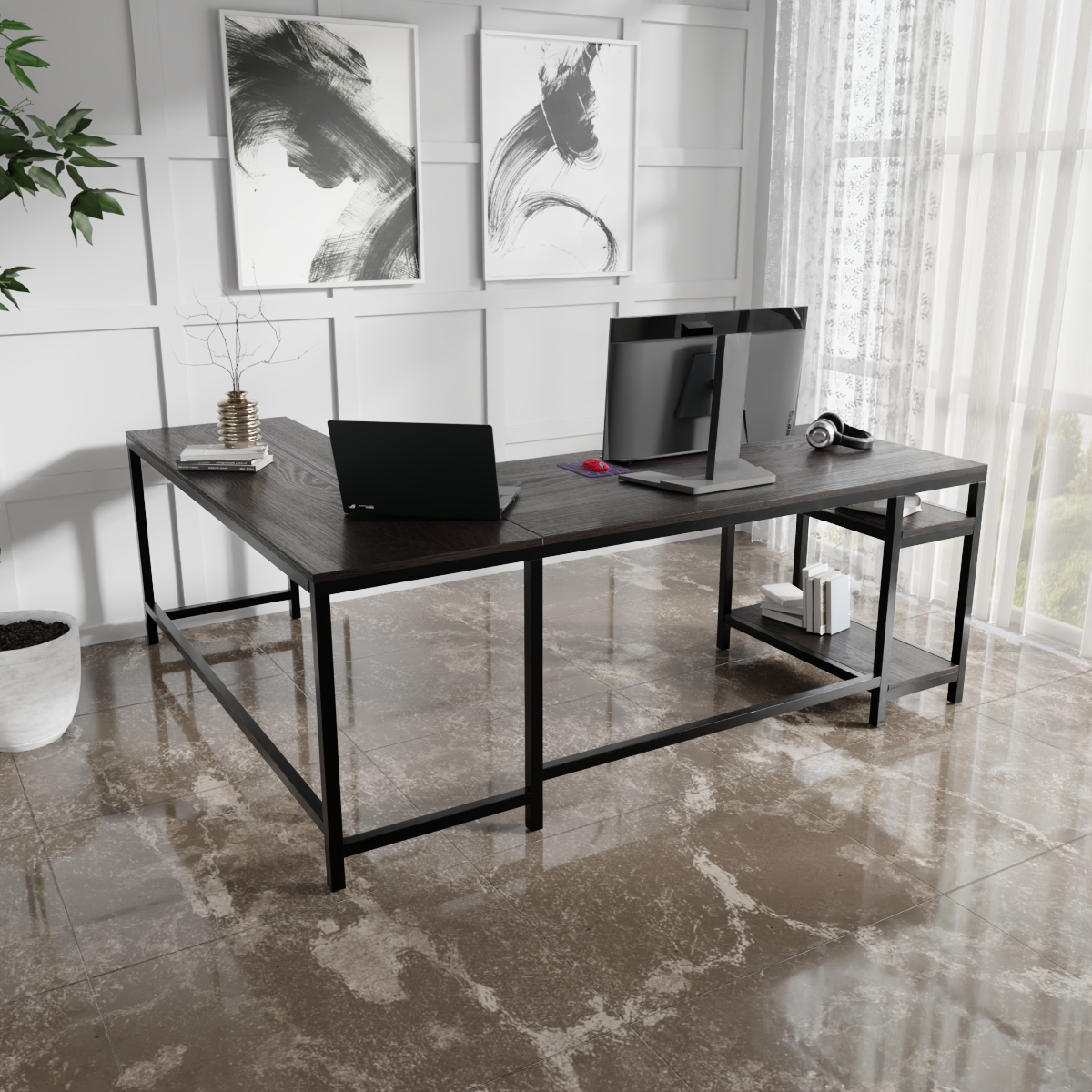 Vertex L Shaped Computer Office Table By Riyan Luxiwood.