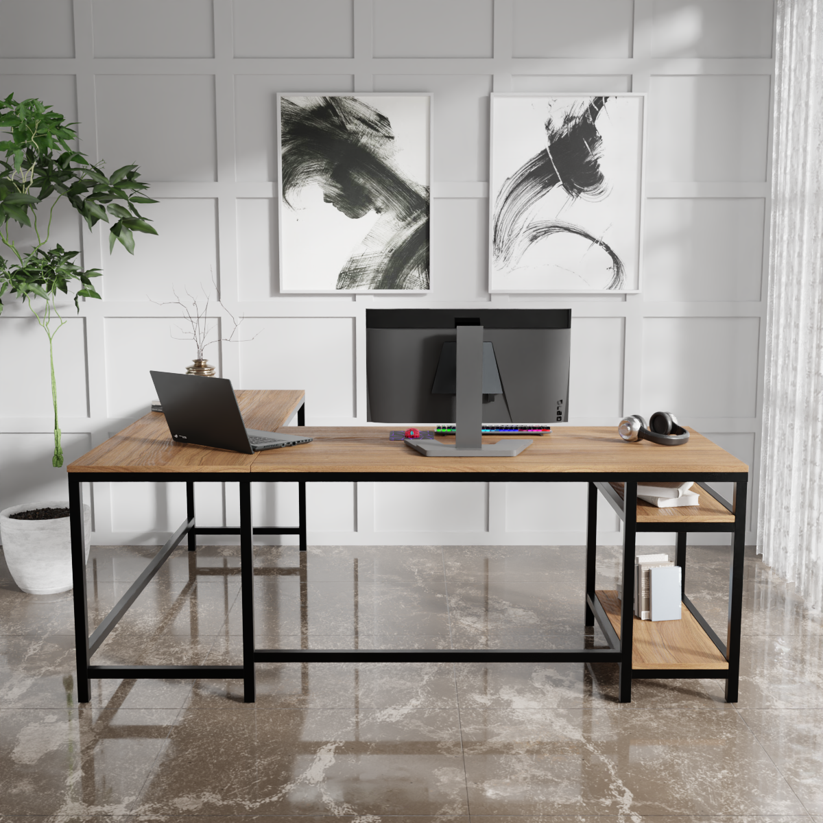 Vertex L Shaped Computer Office Table By Riyan Luxiwood.