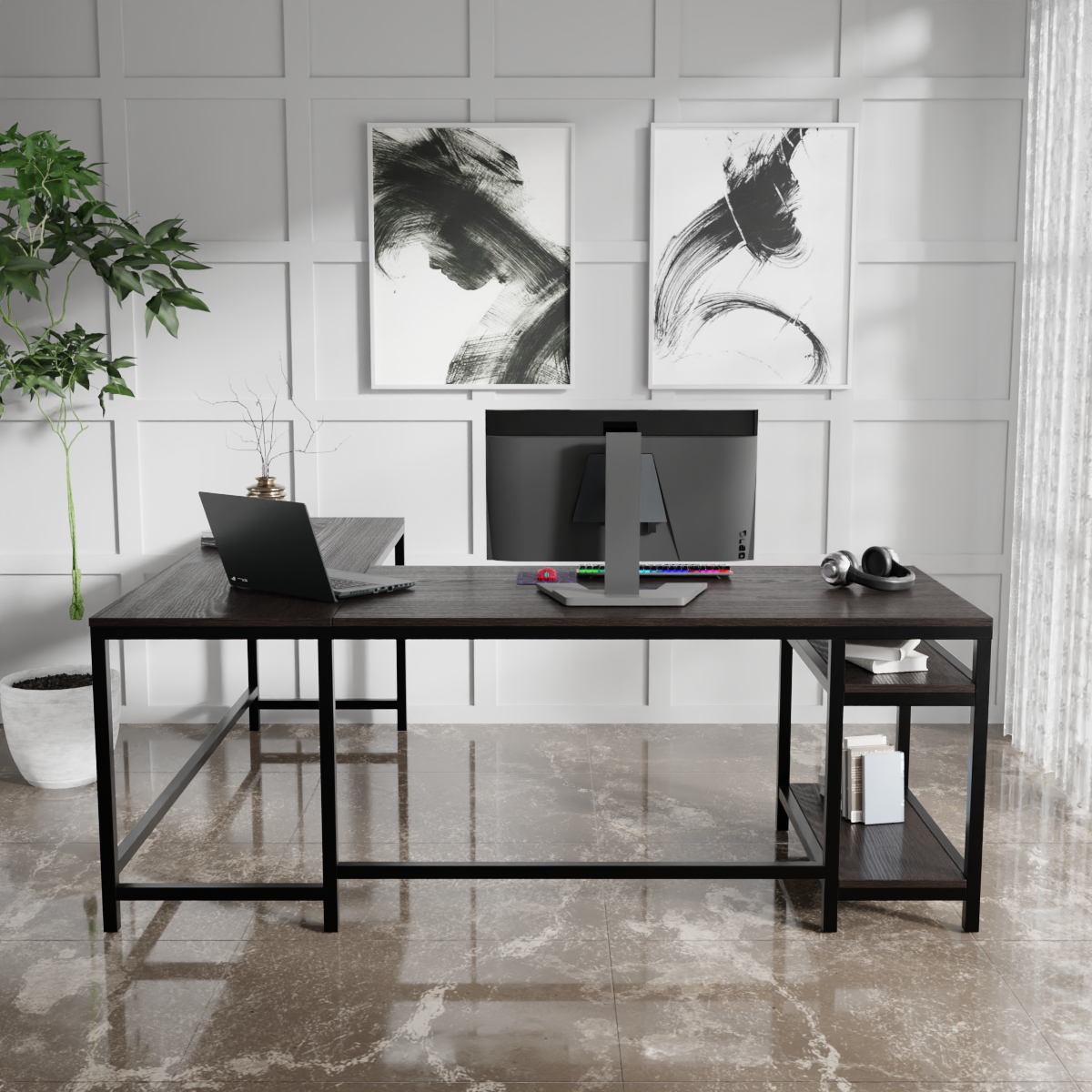 Vertex L Shaped Computer Office Table By Riyan Luxiwood.