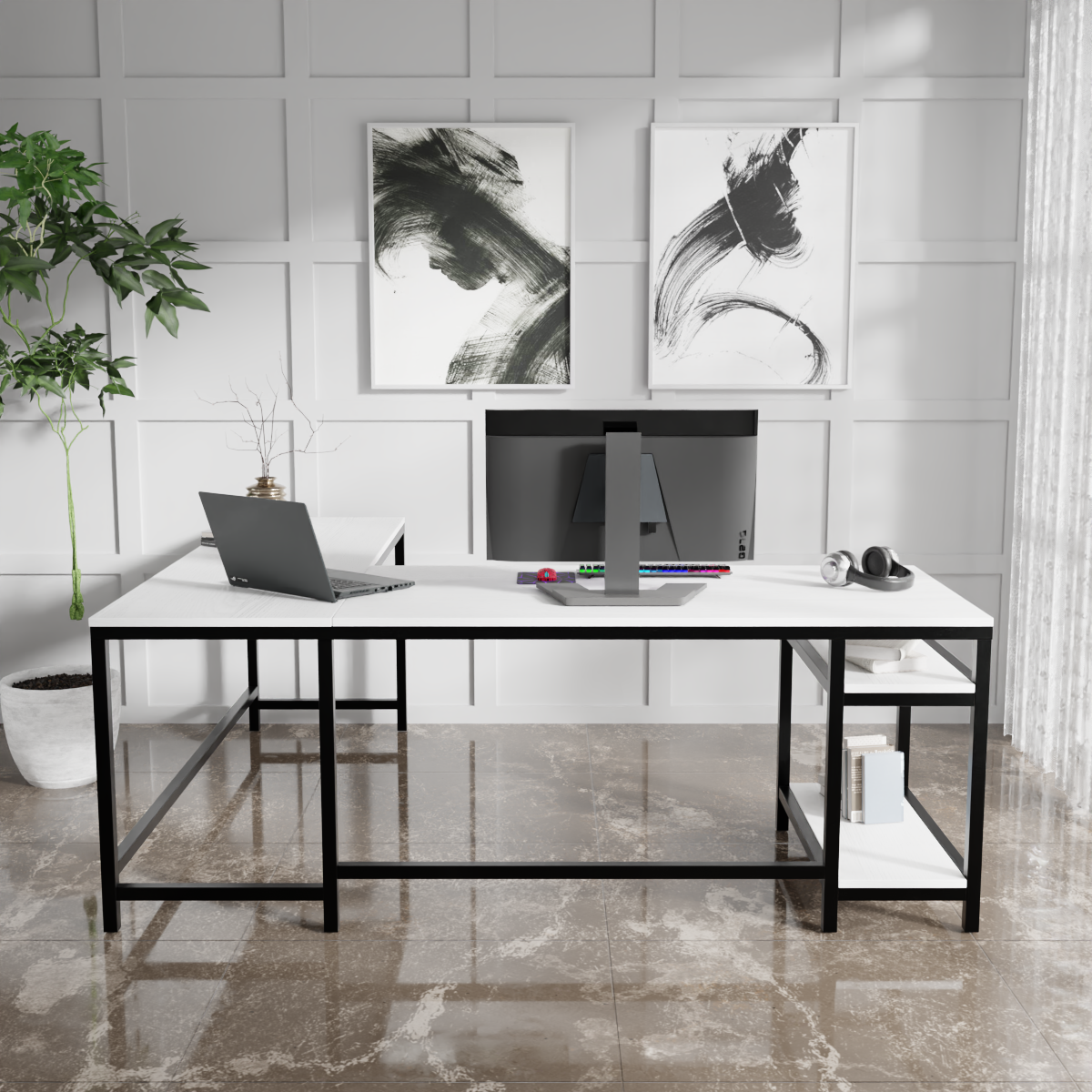 Vertex L Shaped Computer Office Table By Riyan Luxiwood.