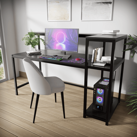Patrick Computer Table With Open Storage By Riyan Luxiwood.
