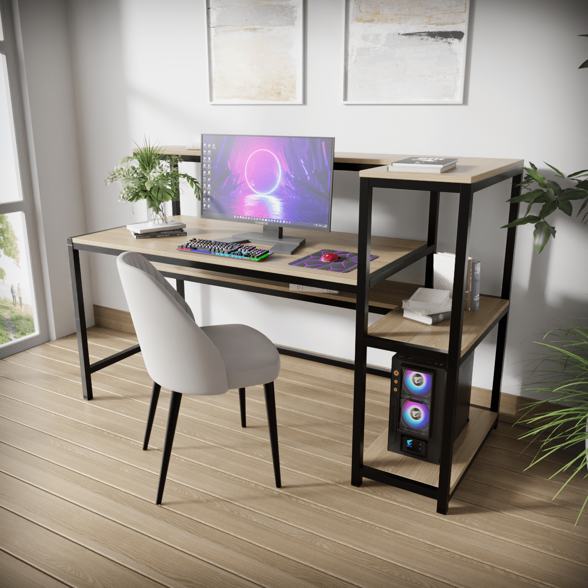 Fronx Computer Table With Open Storage By Riyan Luxiwood.