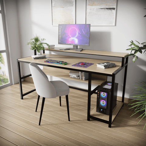 Trio Computer Table With Open Storage By Riyan Luxiwood.