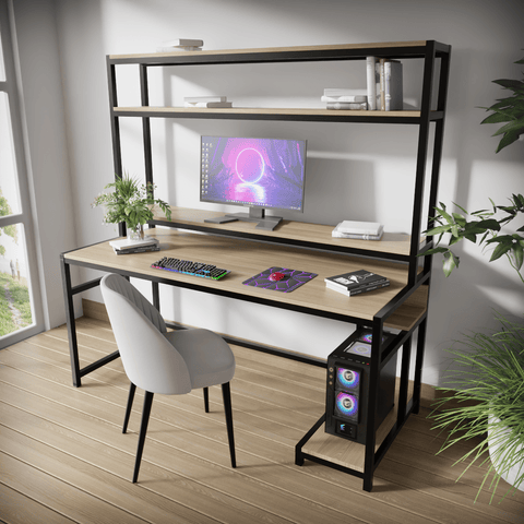 Jerry Computer Table With Open Storage By Riyan Luxiwood.