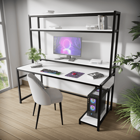 Jerry Computer Table With Open Storage By Riyan Luxiwood.