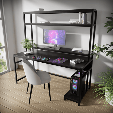 Jerry Computer Table With Open Storage By Riyan Luxiwood.