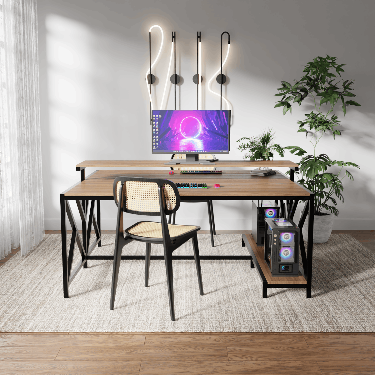 Hammer Computer Table With Open Storage By Riyan Luxiwood.