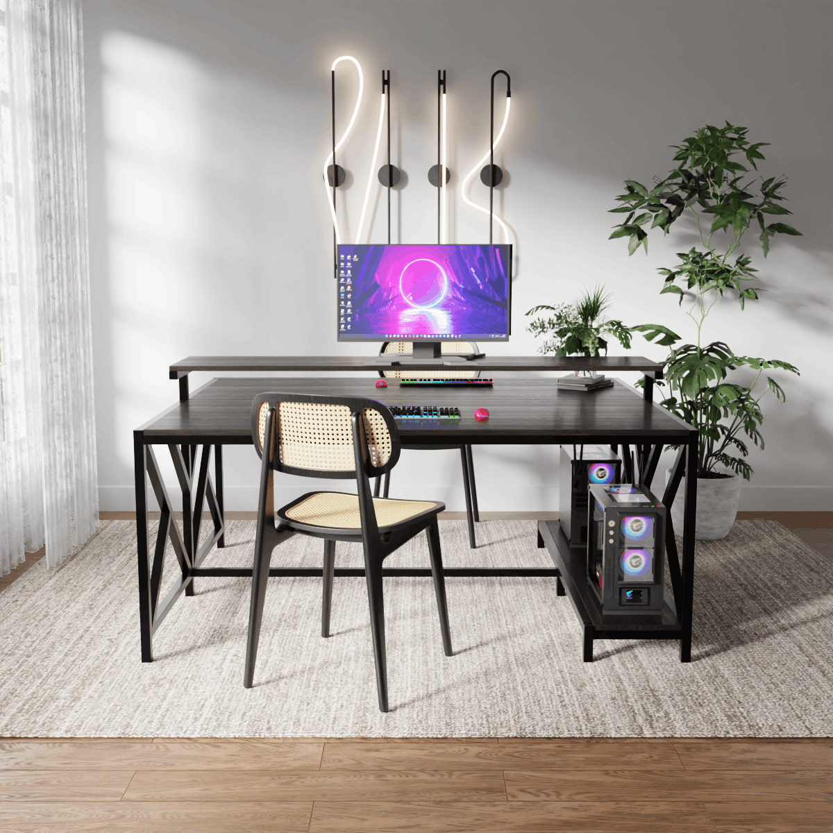 Hammer Computer Table With Open Storage By Riyan Luxiwood.