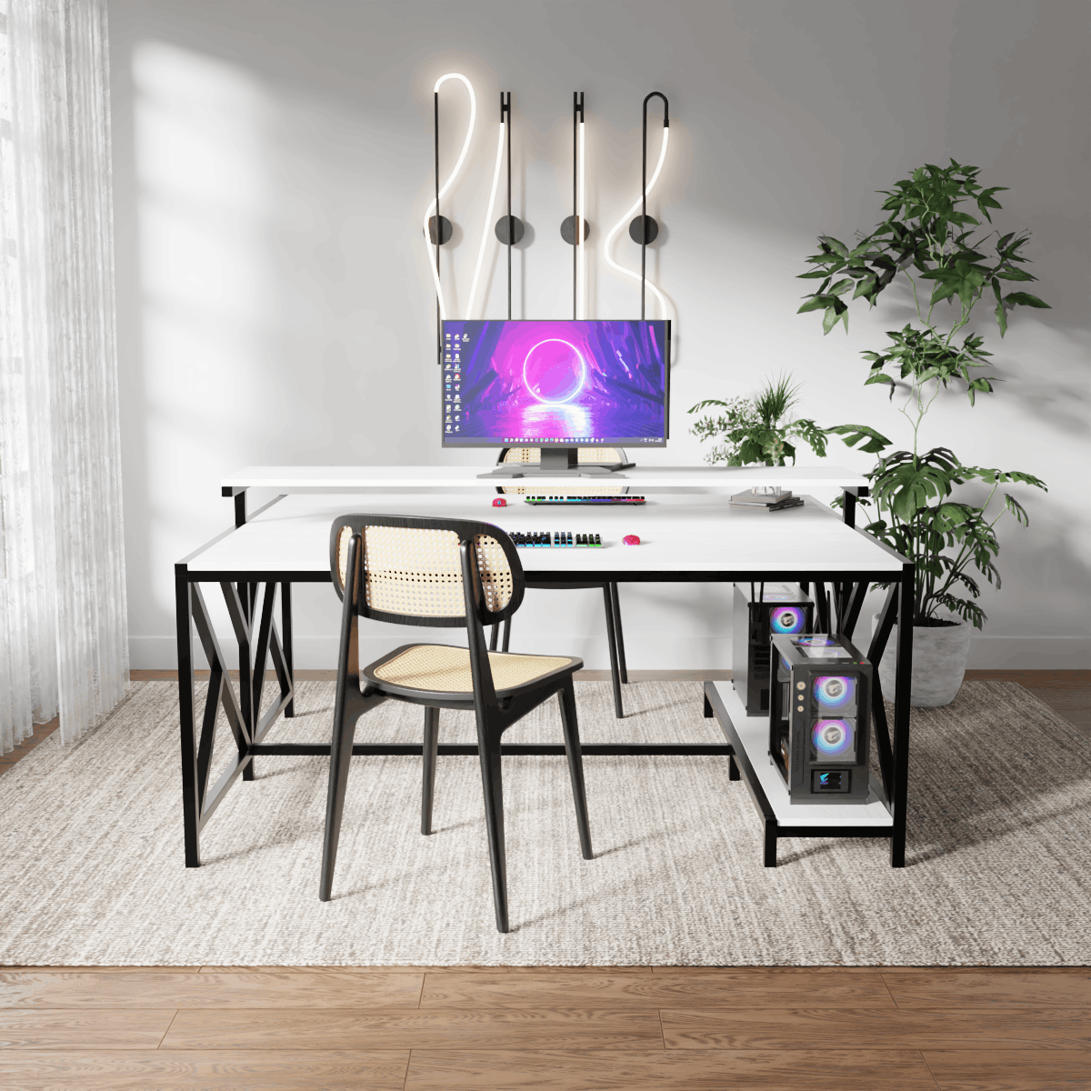 Hammer Computer Table With Open Storage By Riyan Luxiwood.