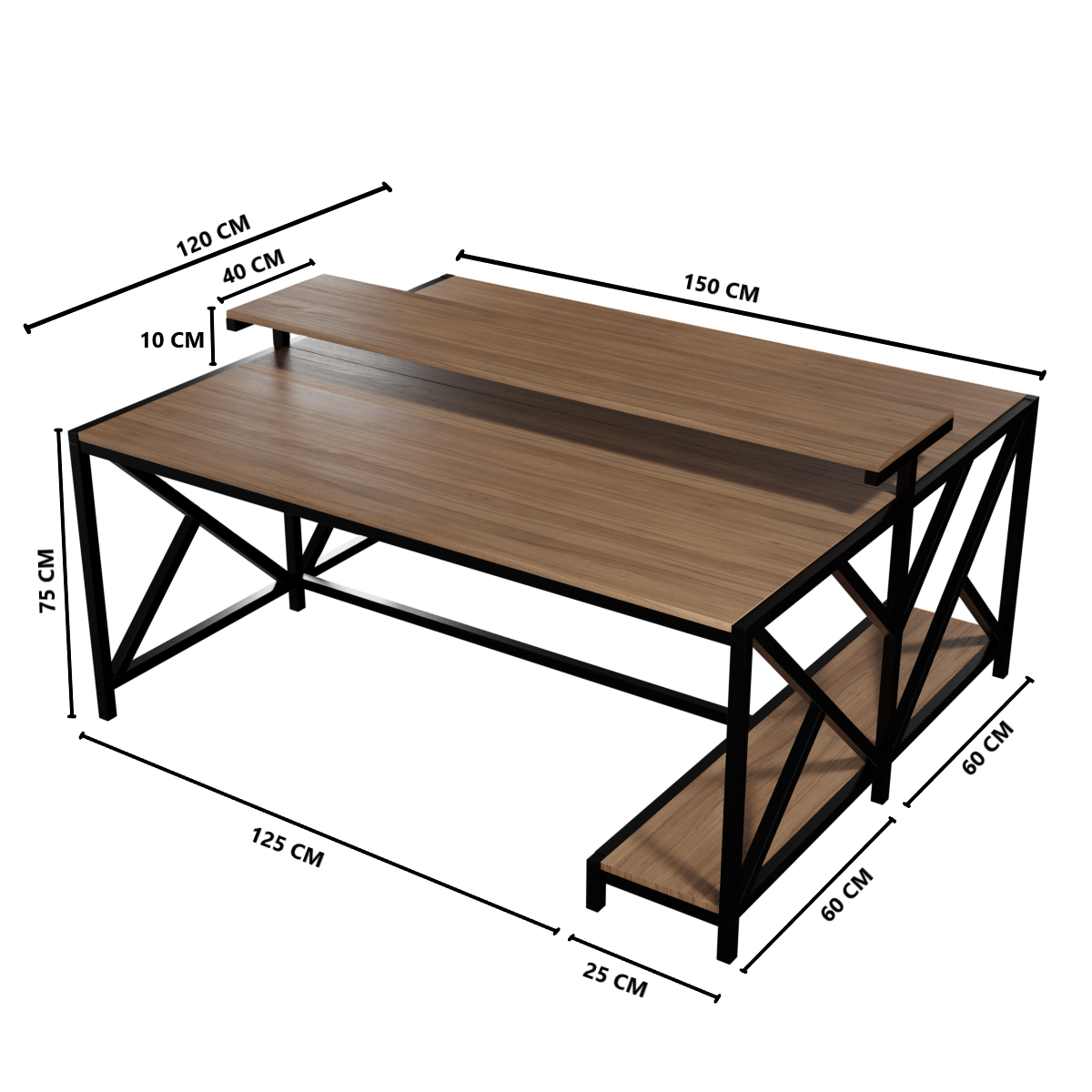 Hammer Computer Table With Open Storage By Riyan Luxiwood.