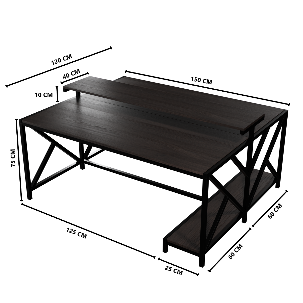 Hammer Computer Table With Open Storage By Riyan Luxiwood.