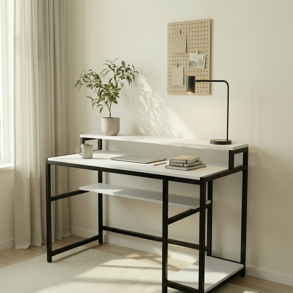 Trio Computer Table With Open Storage By Riyan Luxiwood.